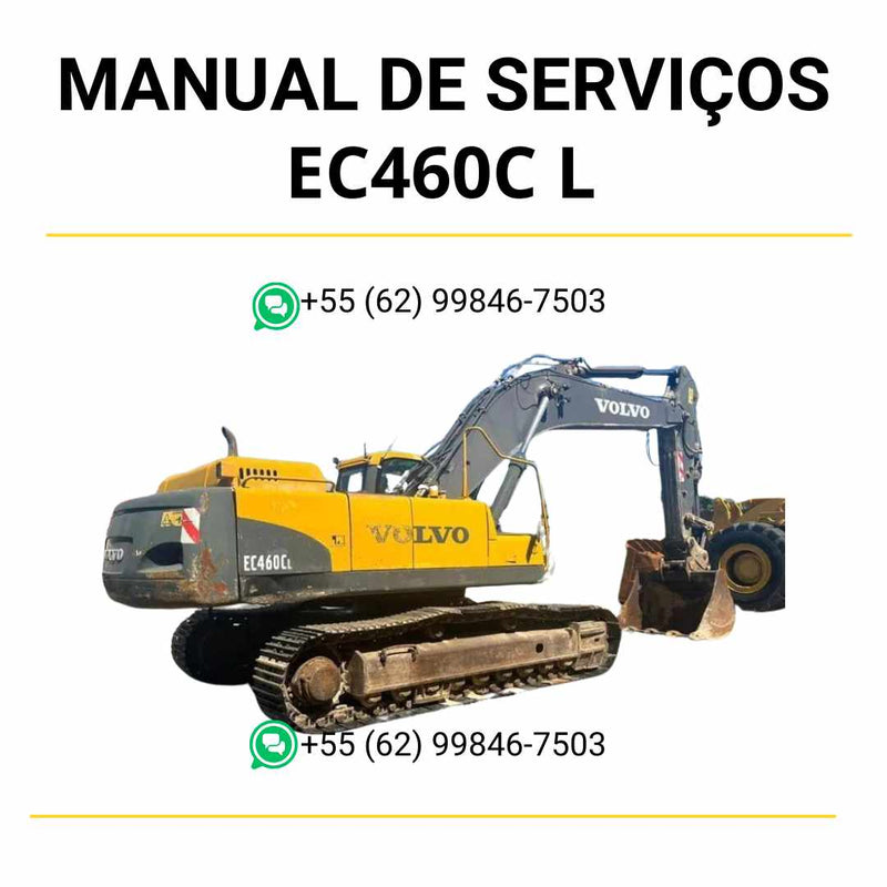 Manual de serviço de oficina Volvo EC460C L escavadeira em PDF com instruções detalhadas, guia de manutenção preventiva e reparos técnicos completos