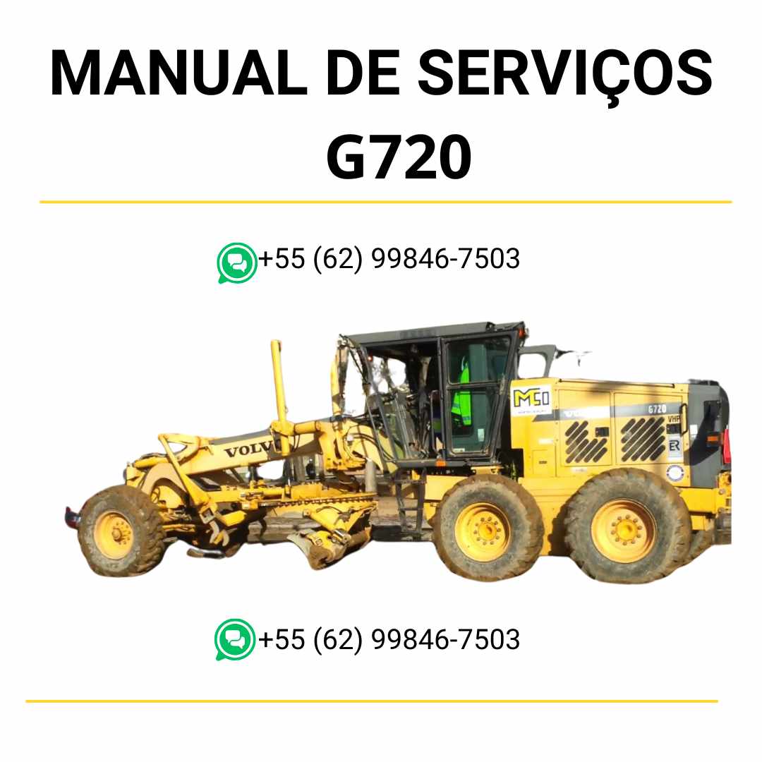 Manual de serviço de oficina Volvo G720 motoniveladora em PDF com instruções detalhadas, guia técnico ilustrado e procedimentos completos de manutenção