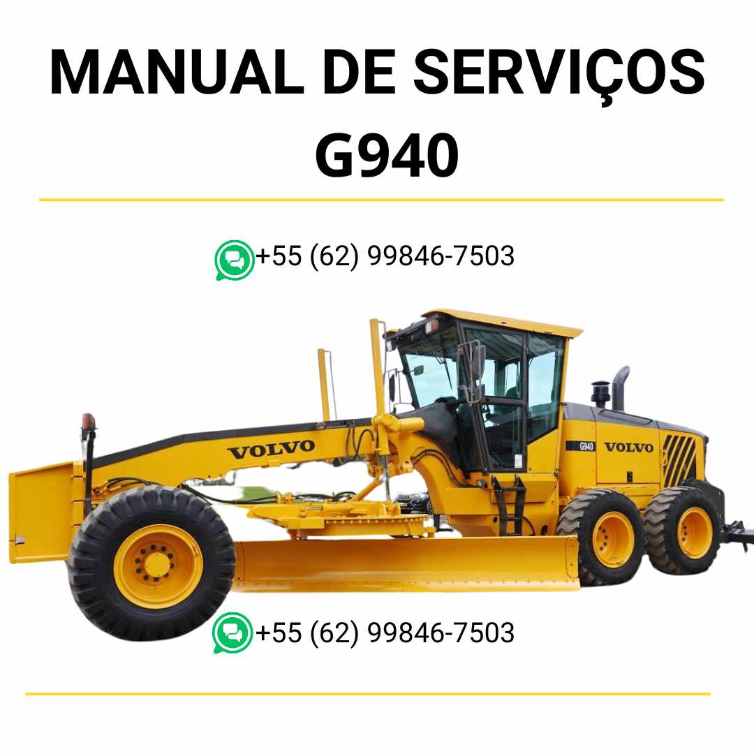 Manual de serviço Volvo G940 motoniveladora em PDF com guia técnico completo, instruções detalhadas de manutenção e procedimentos de reparo