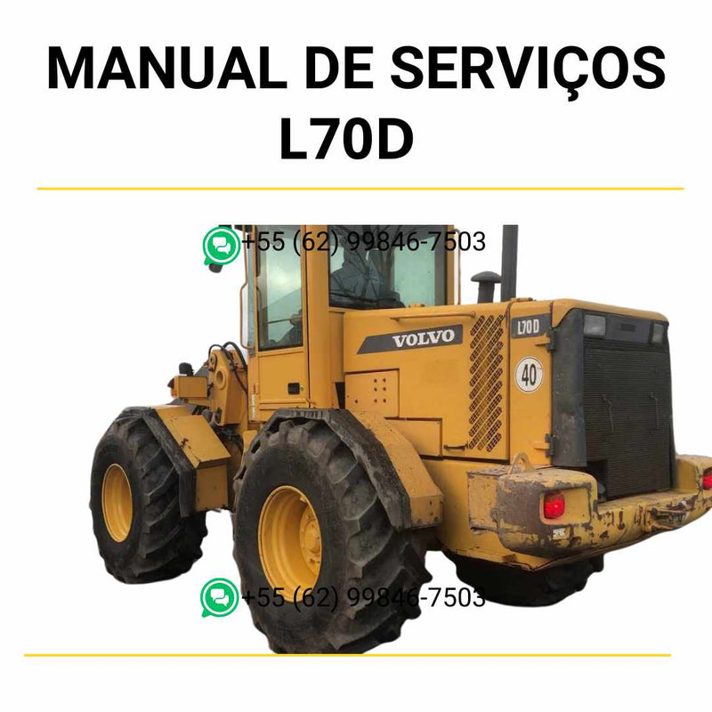 Manual de serviço de oficina Volvo L70D pá carregadeira em PDF com guia completo de manutenção, ilustrações técnicas e instruções detalhadas de reparo
