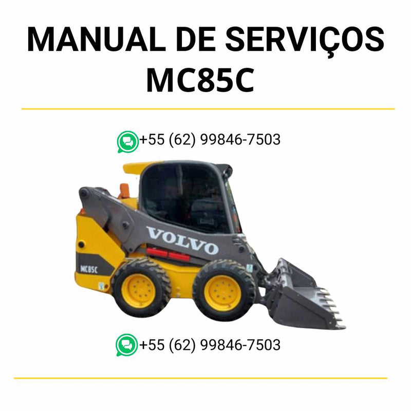 Manual de serviço completo da mini carregadeira Volvo MC85C em PDF, com instruções detalhadas de manutenção e reparos técnicos