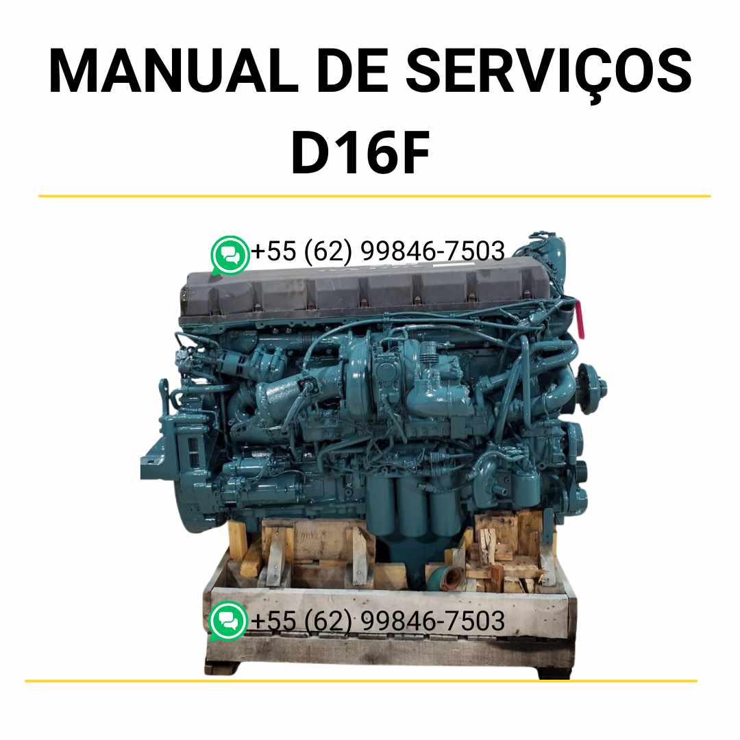 Manual de serviço de oficina do motor Volvo D16F em PDF, com instruções completas de manutenção preventiva, diagnósticos e reparos para máquinas Volvo