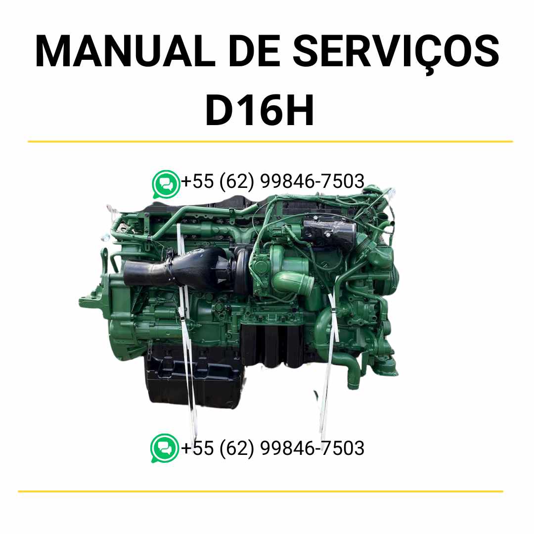 Manual de serviço de oficina do motor Volvo D16H em PDF, com informações técnicas detalhadas para diagnósticos, reparos e manutenção em máquinas Volvo