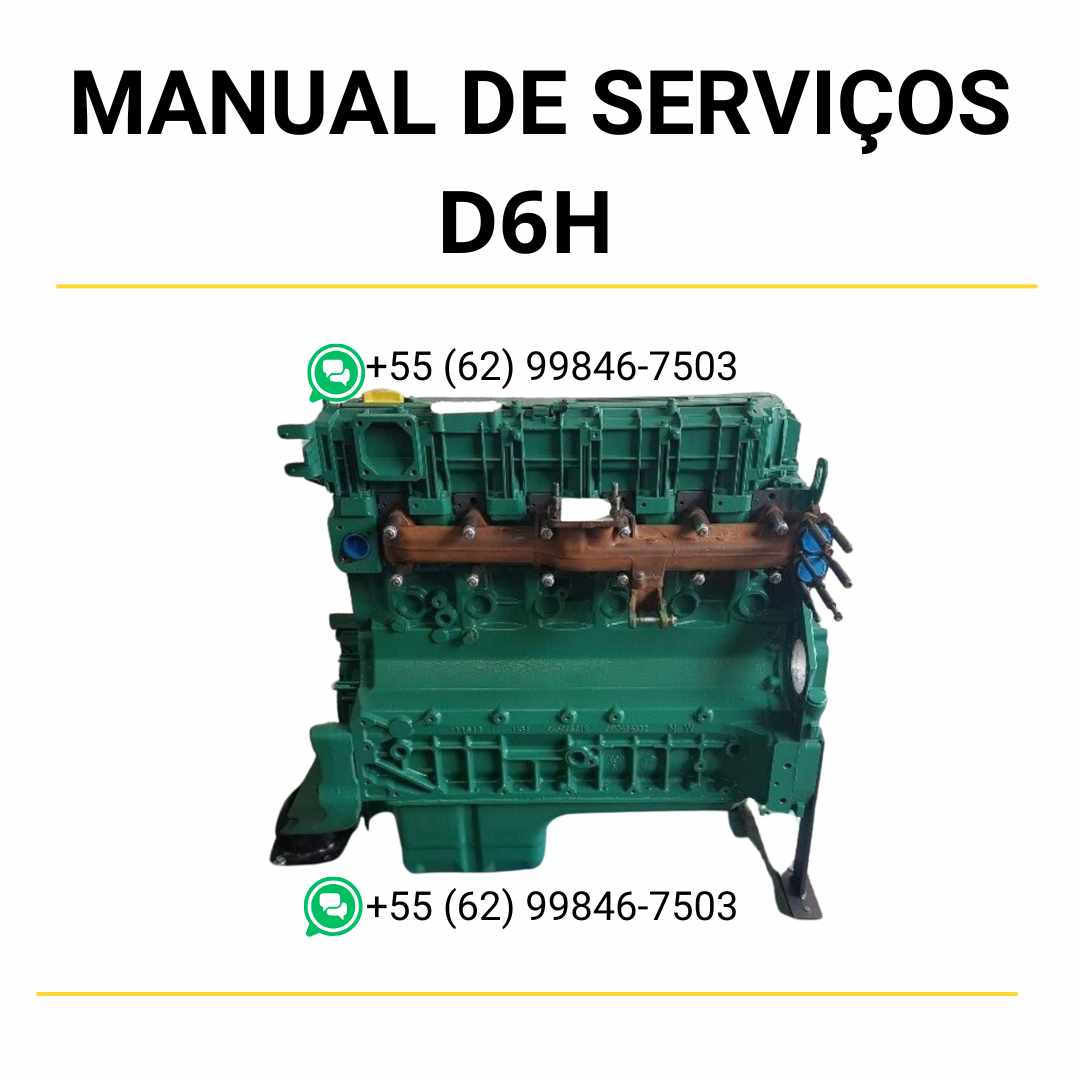 Manual de serviço de oficina do motor Volvo D6H em PDF, trazendo instruções completas de manutenção, ajustes técnicos e reparos para máquinas Volvo