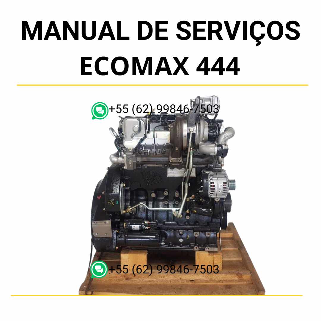Manual de serviço de oficina do motor Volvo Ecomax 444 em PDF, com instruções completas de manutenção, reparos e diagnósticos técnicos para máquinas Volvo