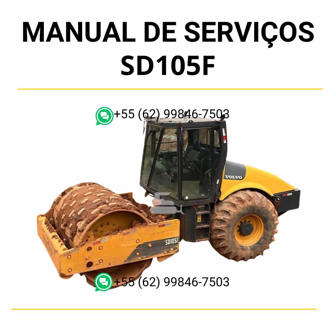 Manual de serviço de oficina Volvo SD105F compactador em PDF com guia técnico completo, instruções detalhadas e orientações práticas de manutenção