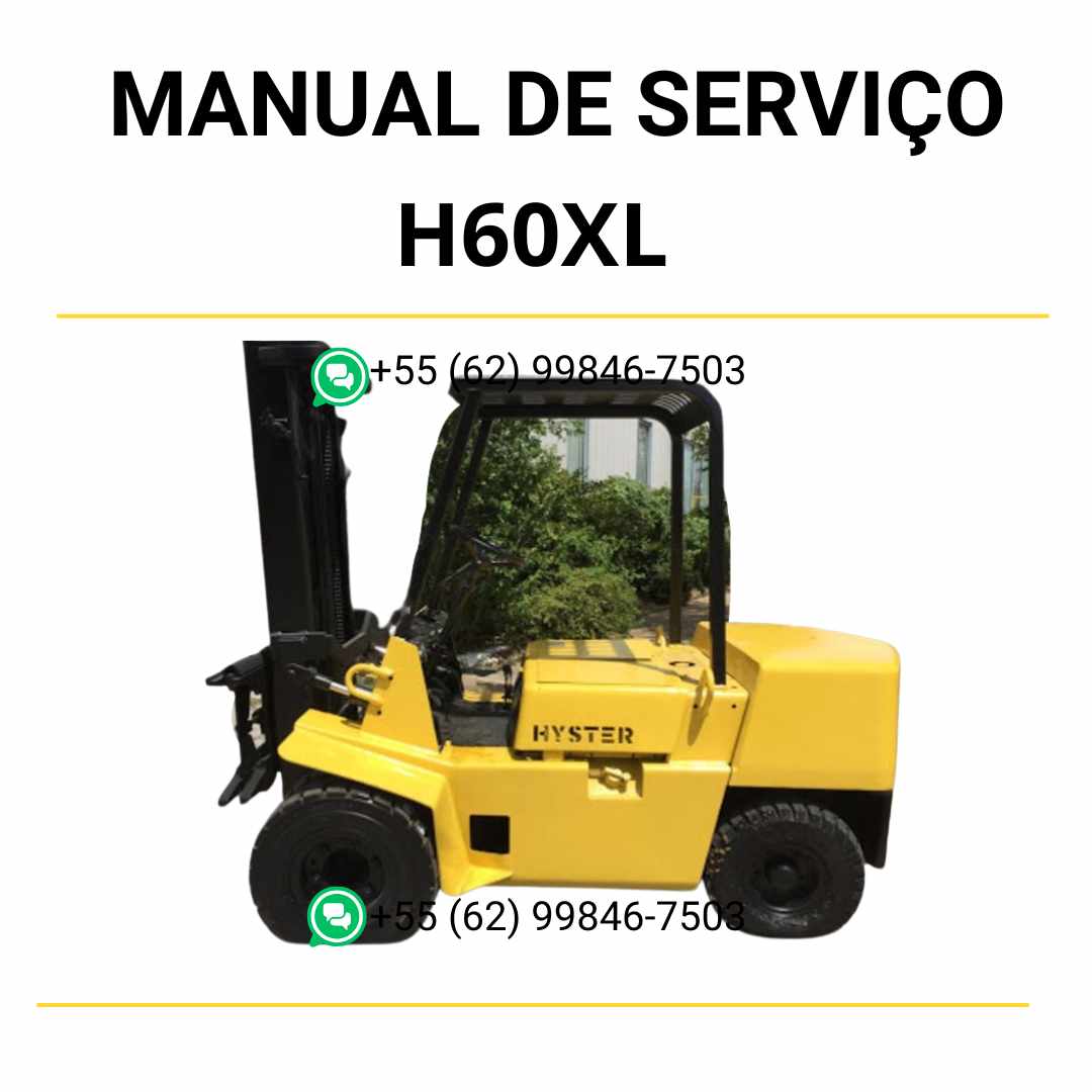 Manual técnico de peças Hyster H60XL em PDF com ilustrações detalhadas e lista completa de componentes originais da empilhadeira.