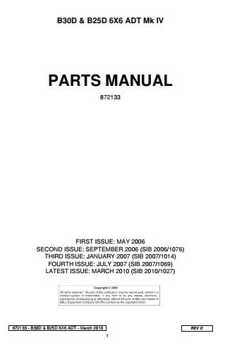 CATALOGO DE PEÇAS PDF CAMINHÃO ARTICULADO B30D, B25D 6X6 - BELL