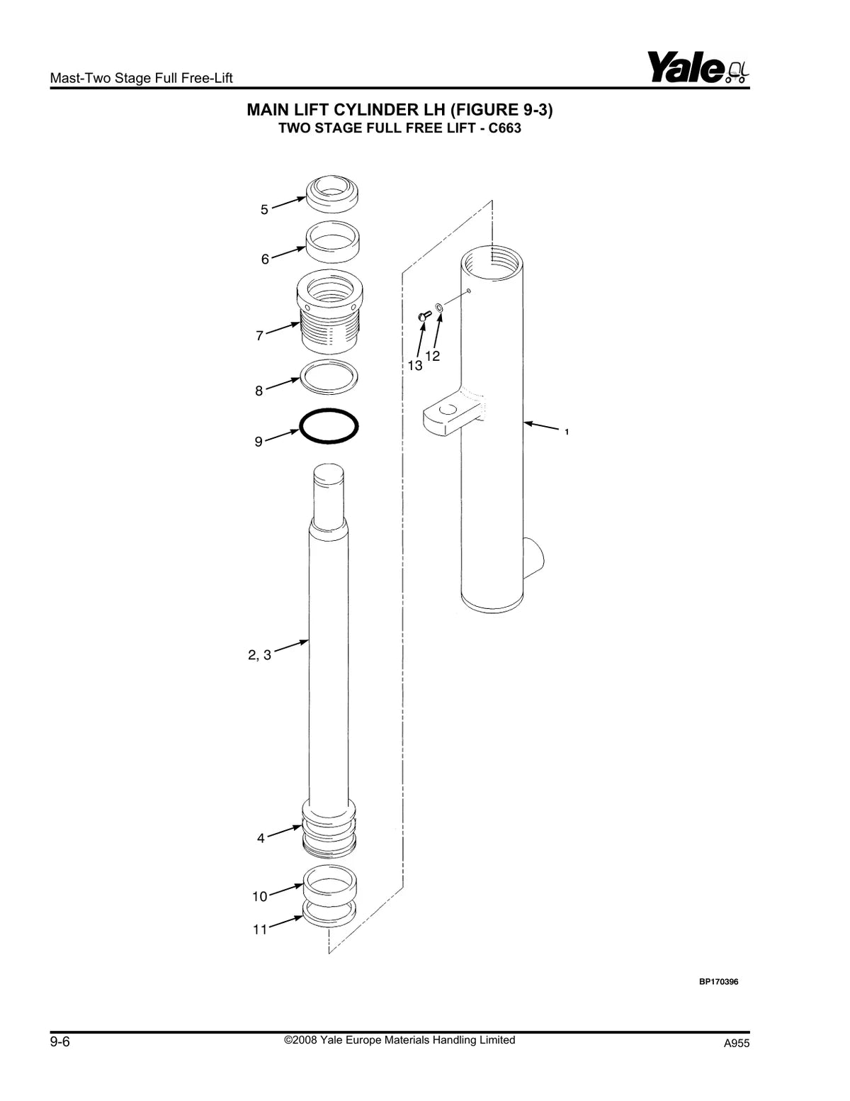 Yale Empilhadeira ERP16 20VF (A955) — empilhadeira, vista explodida 4