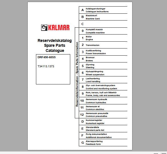 CATALOGO DE PEÇAS PDF EMPILHADEIRA DRF450-60S5 - KALMAR