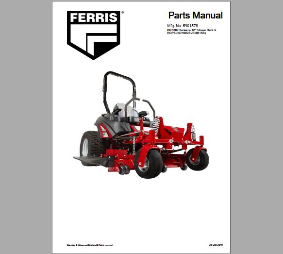 CATALOGO DE PEÇAS PDF CORTADOR DE GRAMA IS2100Z SERIES - FERRIS