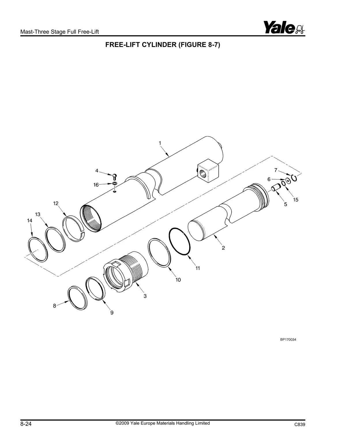Yale Empilhadeira ERC35HG, ERC40HG, ERC45HG, ERC55HG (C839) — empilhadeira, vista explodida 4