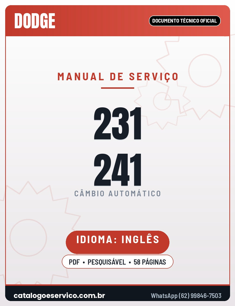 Capa — Manual de Serviço Caixa de Transferência New Process 231 e 241 4x4 (Inglês)