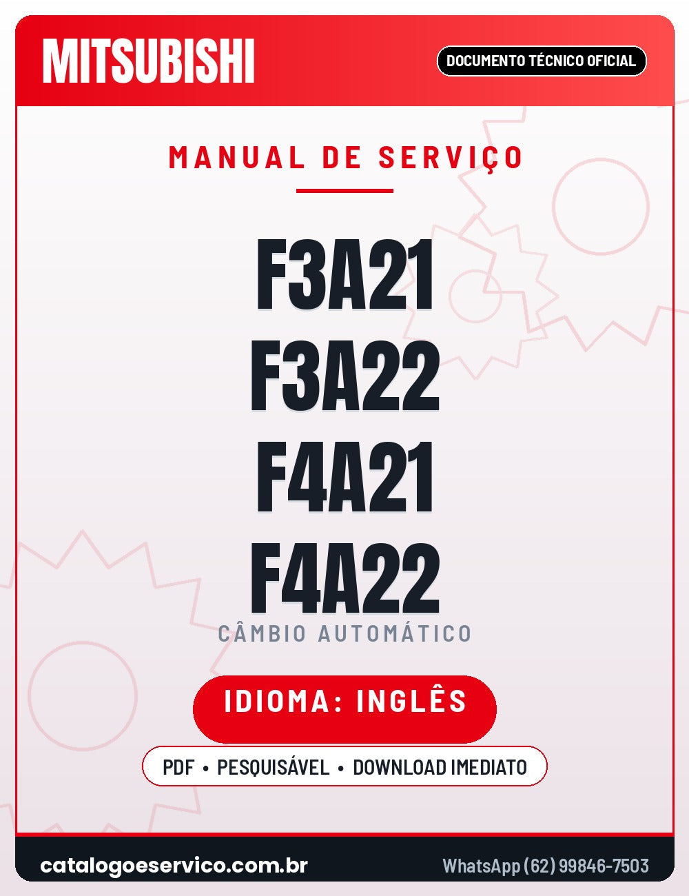Capa — Manual de Serviço Câmbio Automático Mitsubishi F3A21 F3A22 F4A21 F4A22 F4A23 (Inglês)