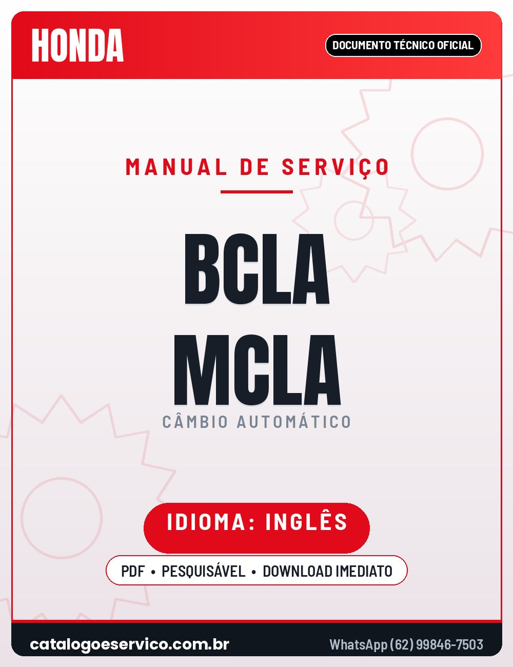 Capa — Manual de Serviço Câmbio Automático Honda Accord BCLA MCLA 2003-2007 (Inglês)