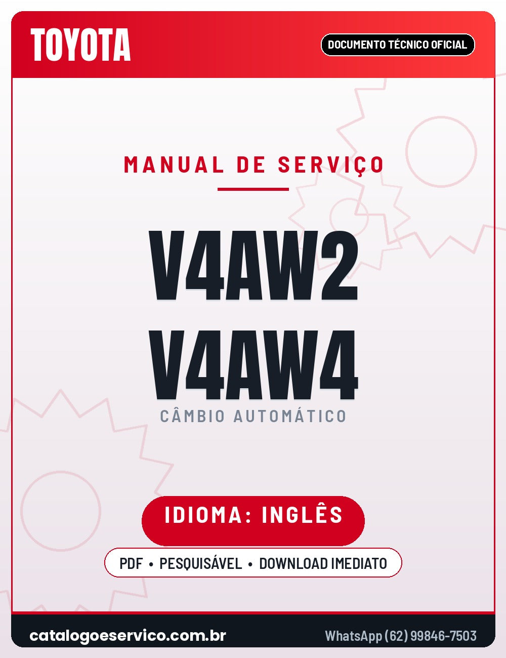 Capa — Manual de Serviço Câmbio Automático Mitsubishi V4AW2 (variantes -1 -3 -7) (Inglês)
