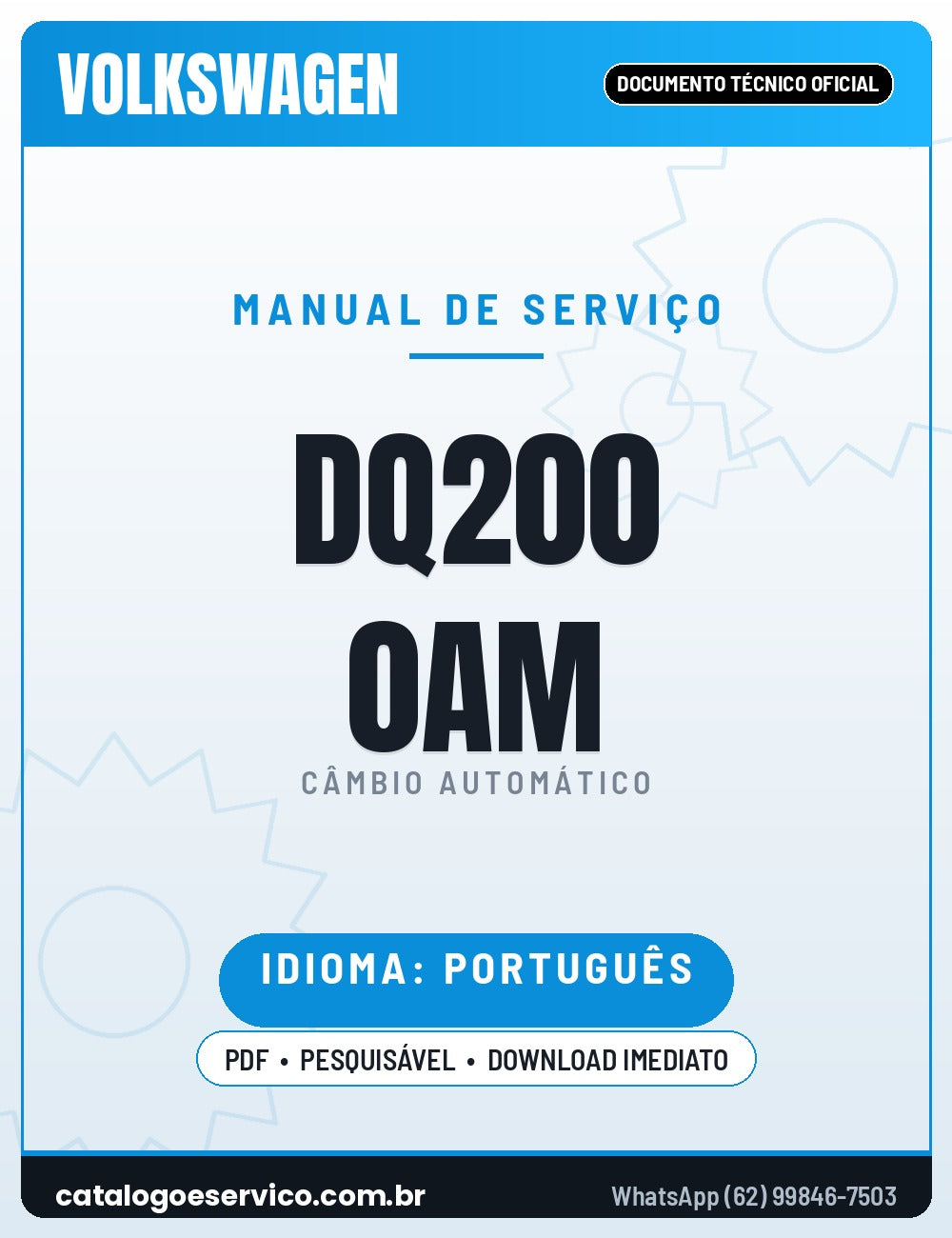 Capa — Manual Técnico Câmbio DSG DQ200 0AM Dupla Embreagem a Seco 7 Marchas