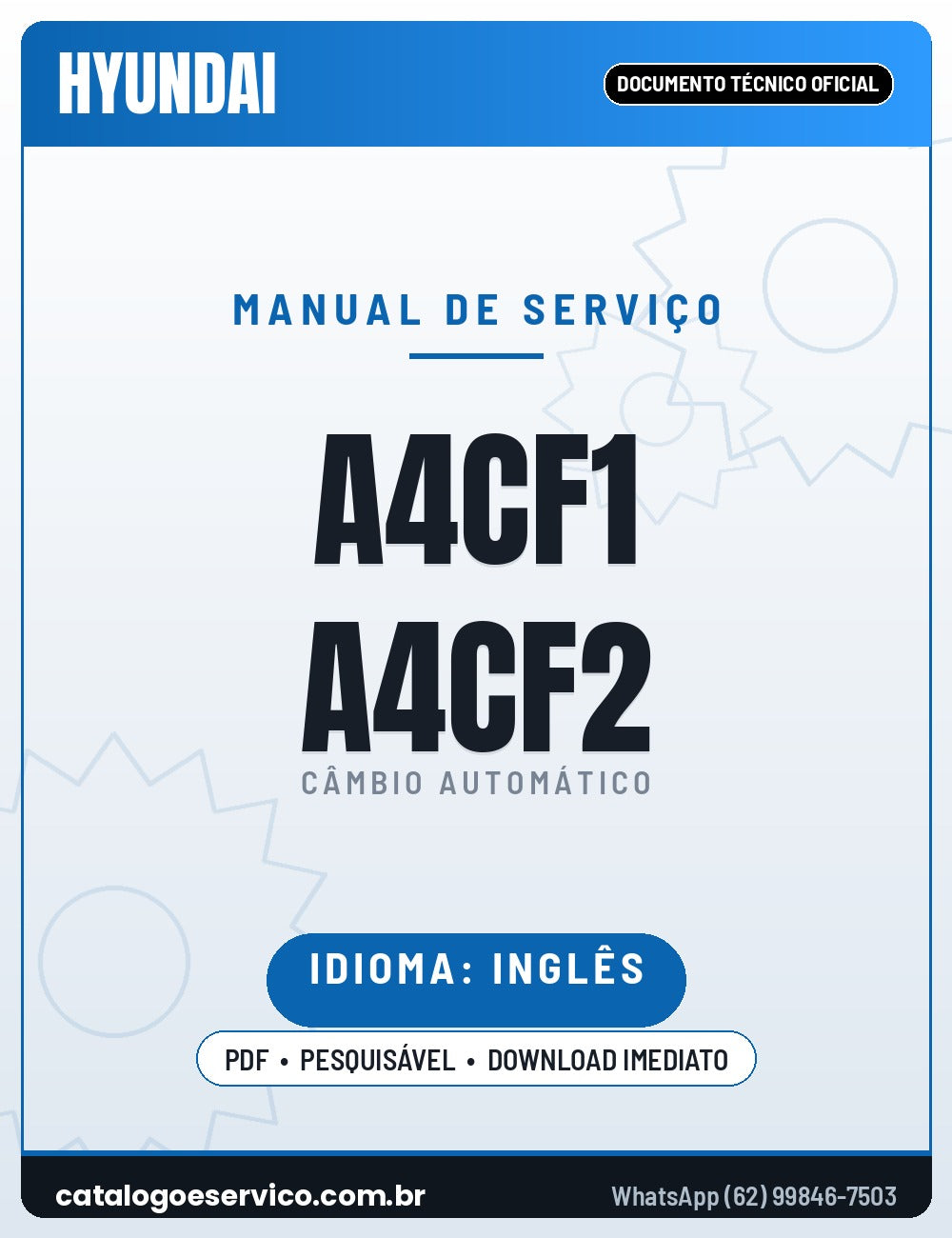 Capa — Manual de Diagnóstico Câmbio Automático Hyundai Kia A4CF2 (Inglês)
