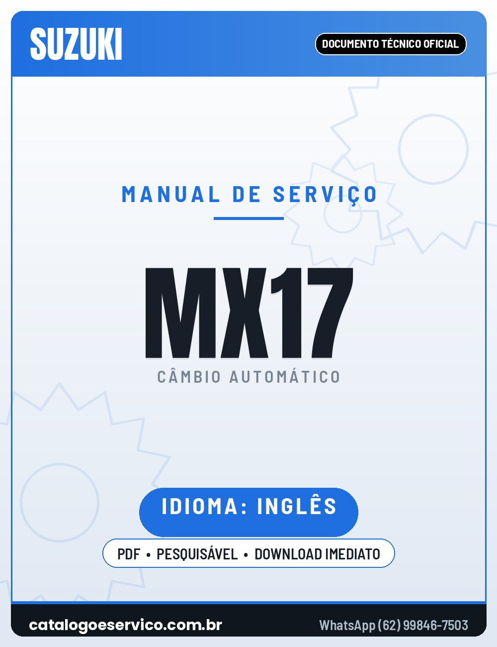 Capa — Manual de Serviço Câmbio Automático Suzuki Sprint MX17 3 Marchas (Inglês)