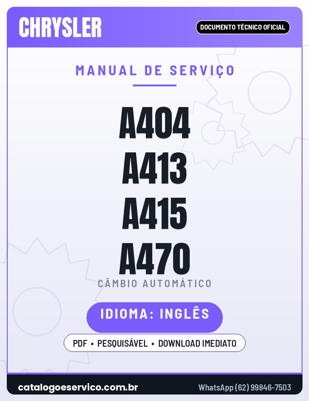 Capa — Manual de Serviço Câmbio Automático Chrysler A404 A413 A415 A470 A670