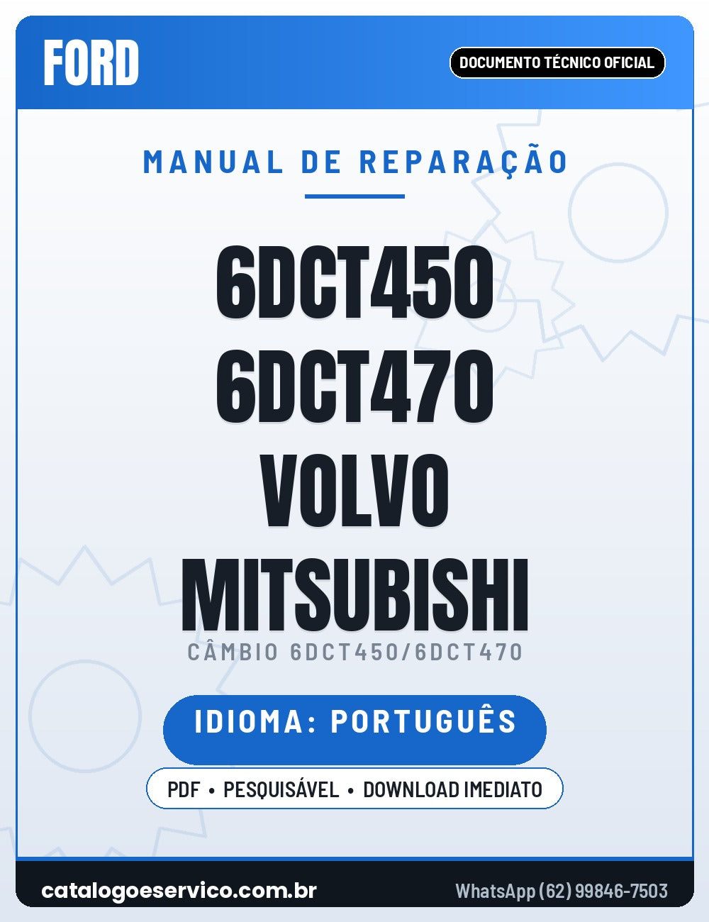 Capa — Manual de Reparação Câmbio Getrag 6DCT450 PowerShift (MPS6) Ford Volvo