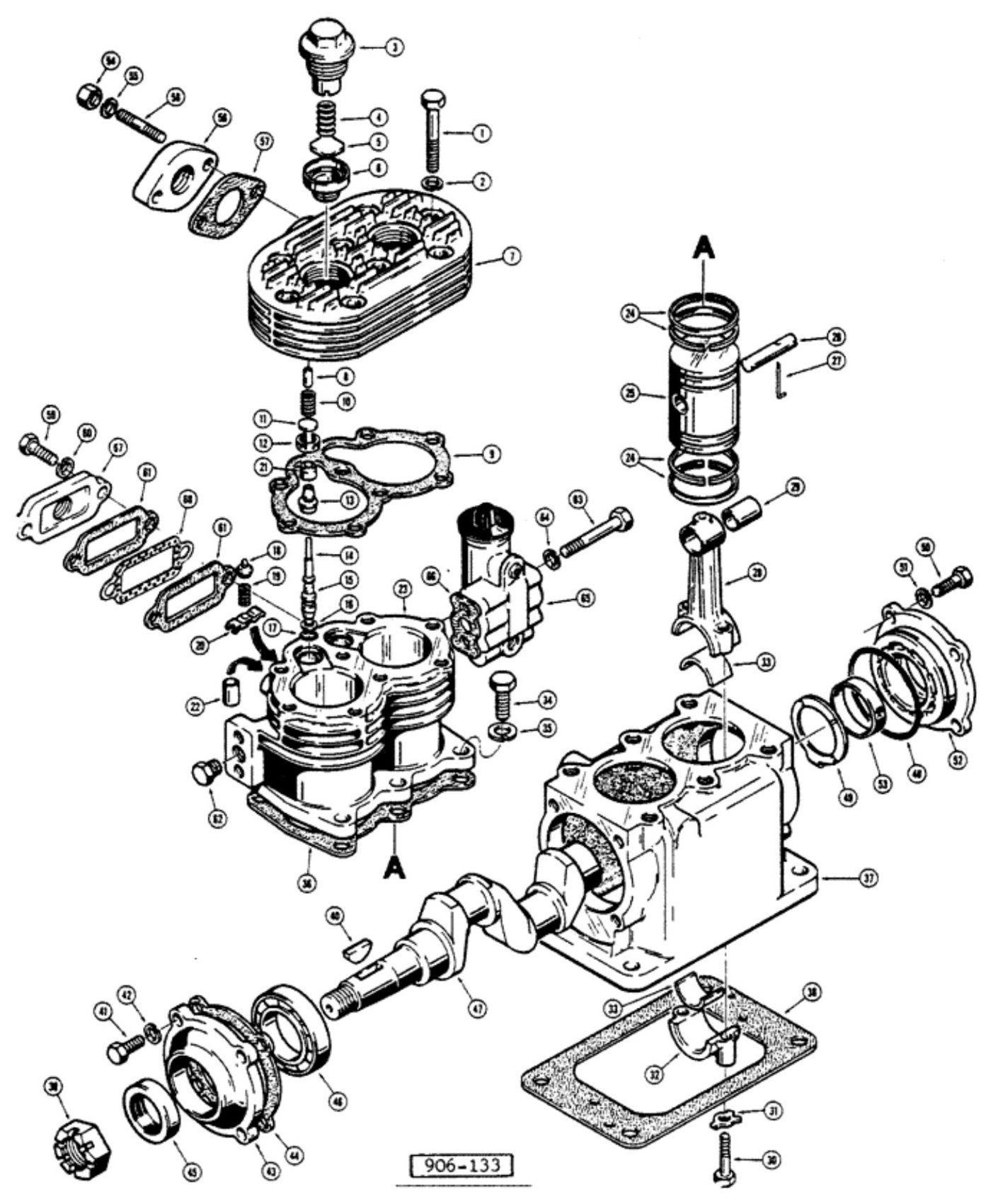 Case W18 - Vista explodida do compressor de ar