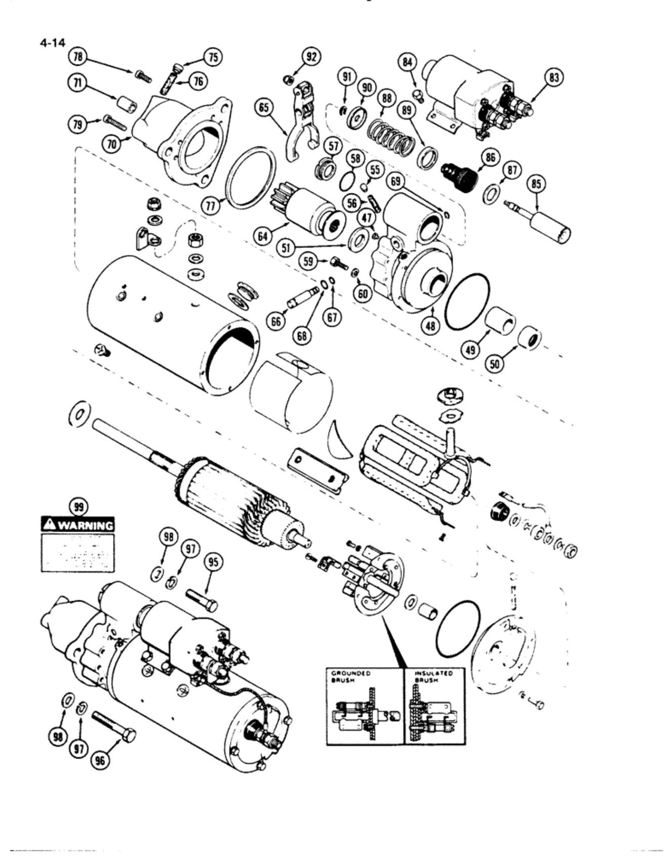 Case W18B - Vista explodida do motor de partida
