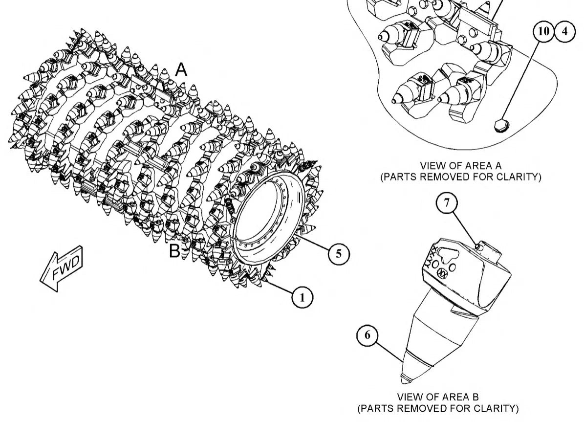 Catálogo de Peças Caterpillar PM-200 — vista técnica detalhada (página interna do PDF)