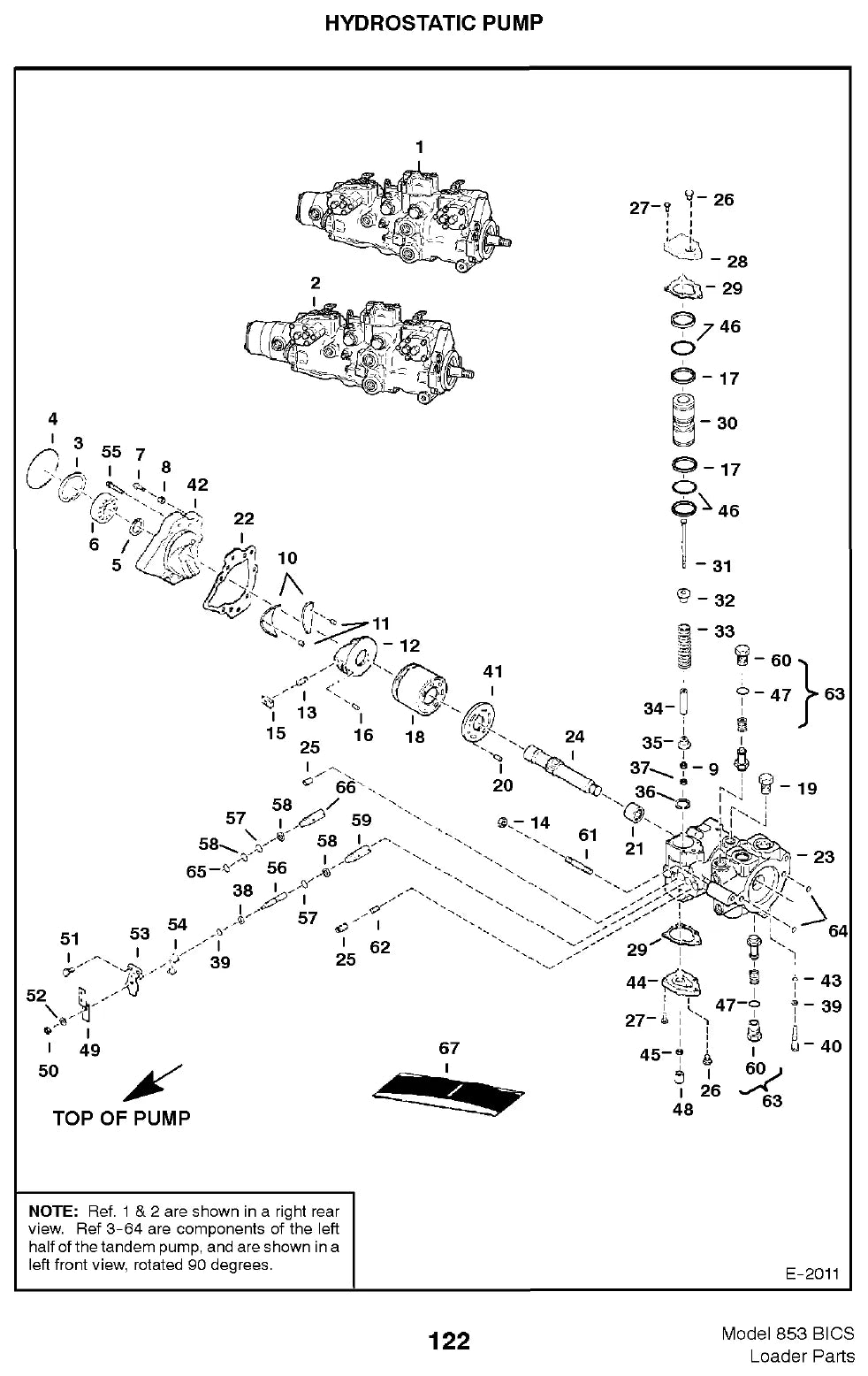Página interna do Catálogo de Peças Bobcat 853 — Minicarregadeira