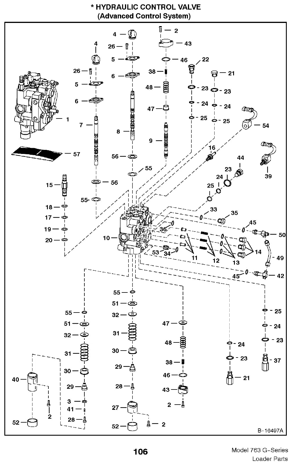 Página ilustrada do Catálogo de Peças Bobcat 763 G com as posições numeradas