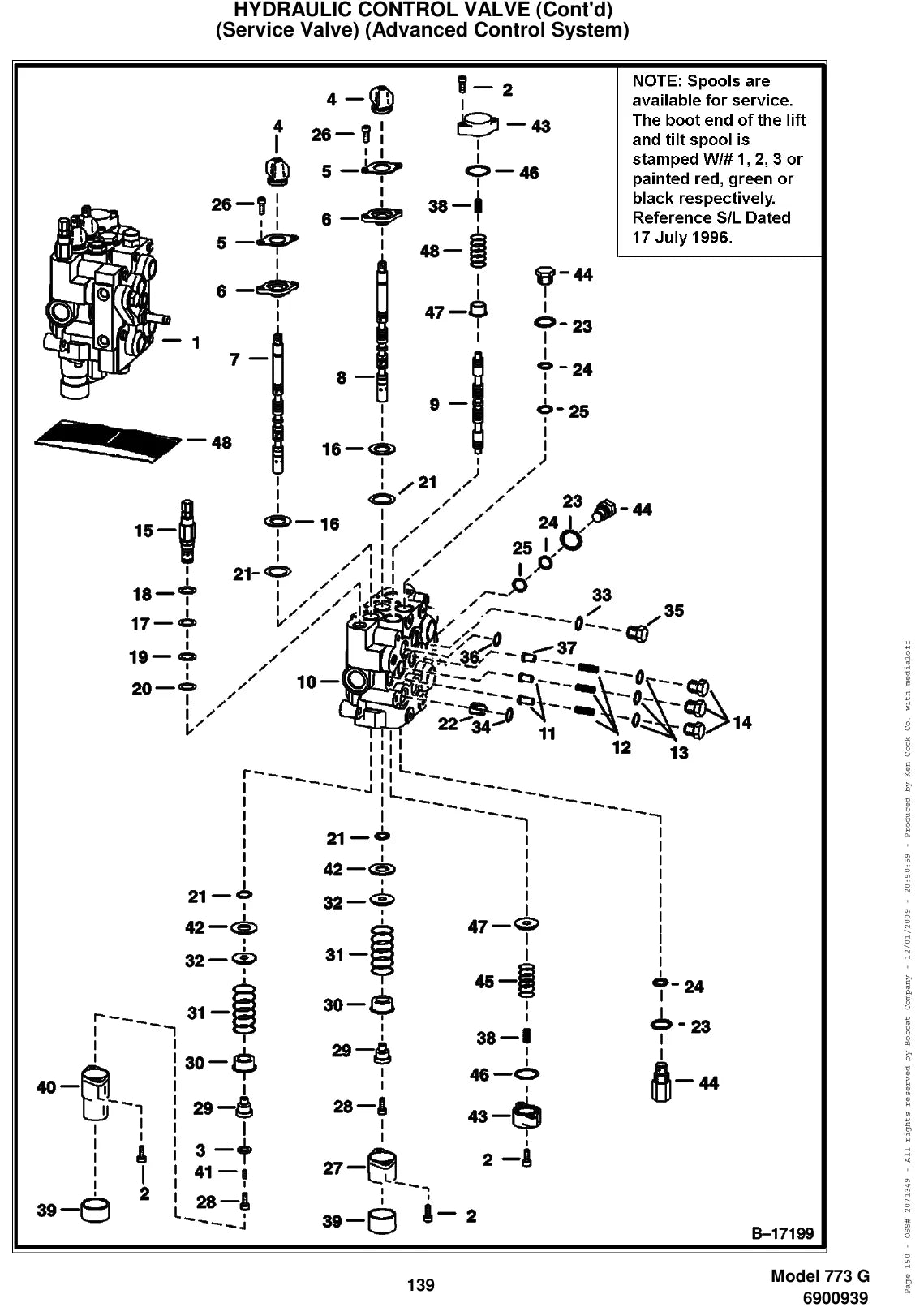 Página ilustrada do Catálogo de Peças Bobcat 773 G com as posições numeradas