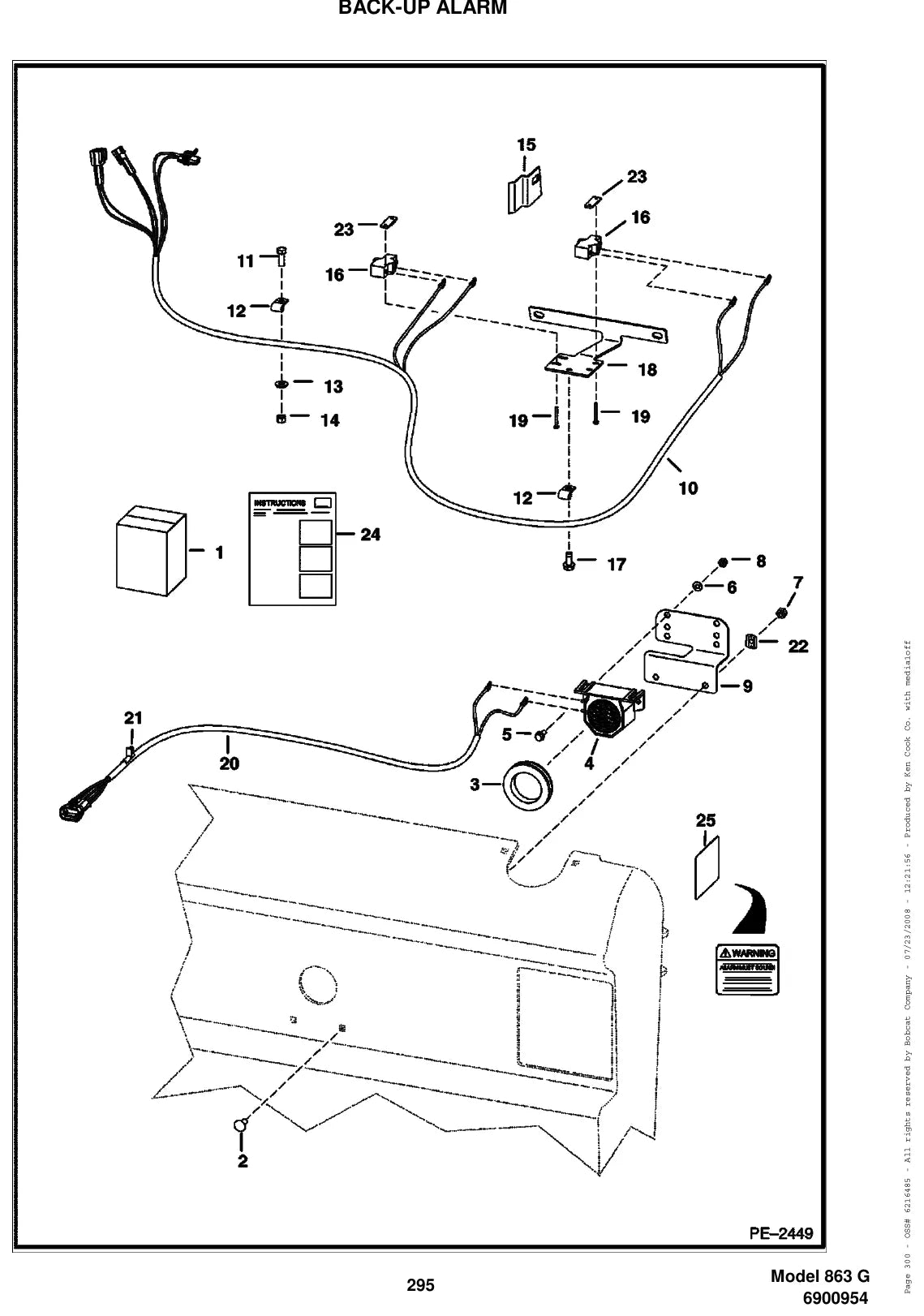 Detalhe de conjunto do Catálogo de Peças Bobcat 863 G com as referências de fábrica