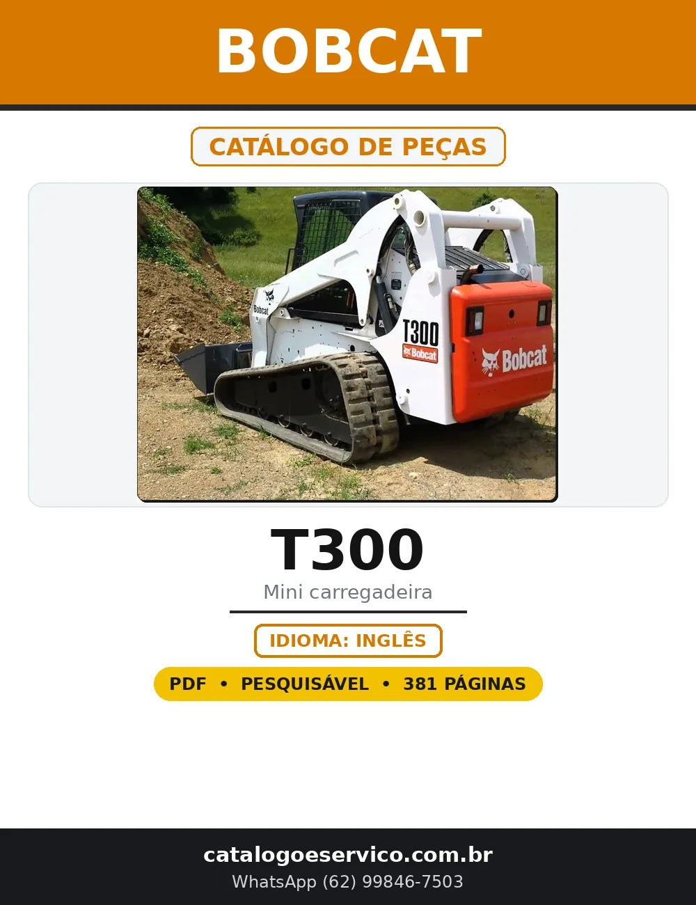 Capa do Catálogo de Peças Bobcat T300 em PDF com 381 páginas