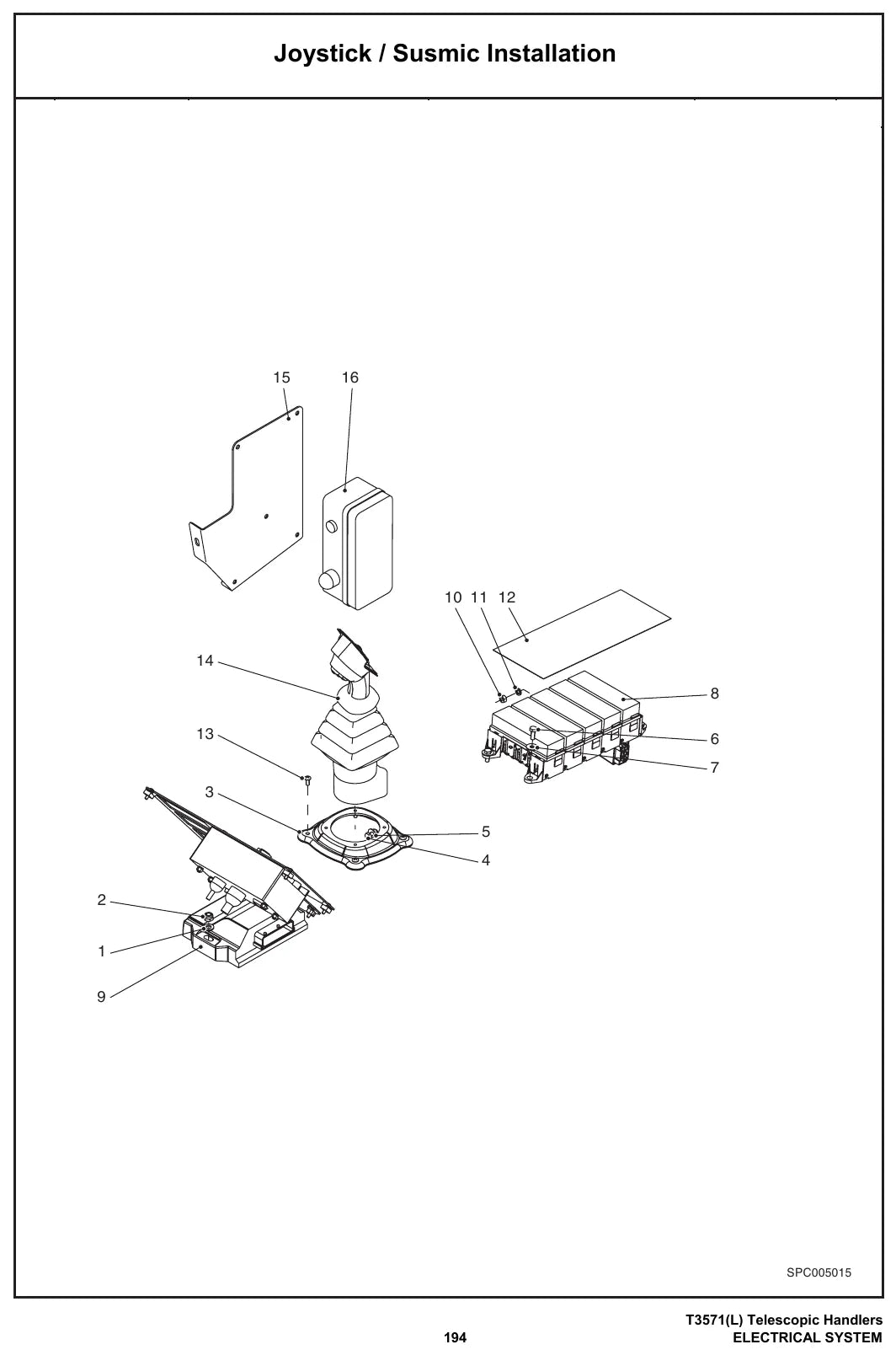Detalhe de conjunto do Catálogo de Peças Bobcat T3571/T3571L com as referências de fábrica