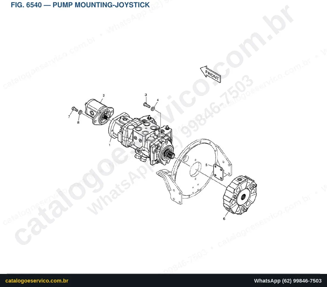 Vista explodida Pump Mounting-Joystick - Catálogo de Peças Doosan 440 Plus
