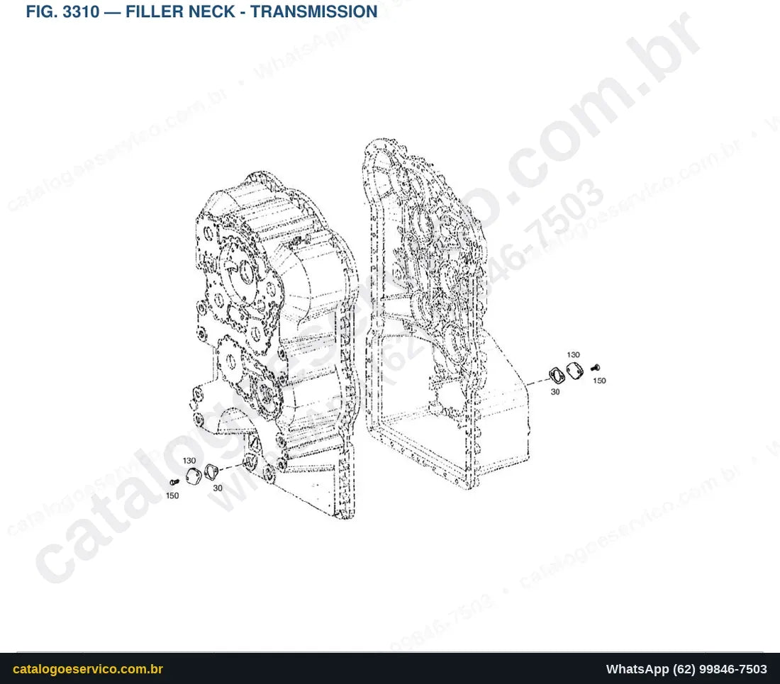 Vista explodida Filler Neck - Transmission - Catálogo de Peças Doosan DL250-3