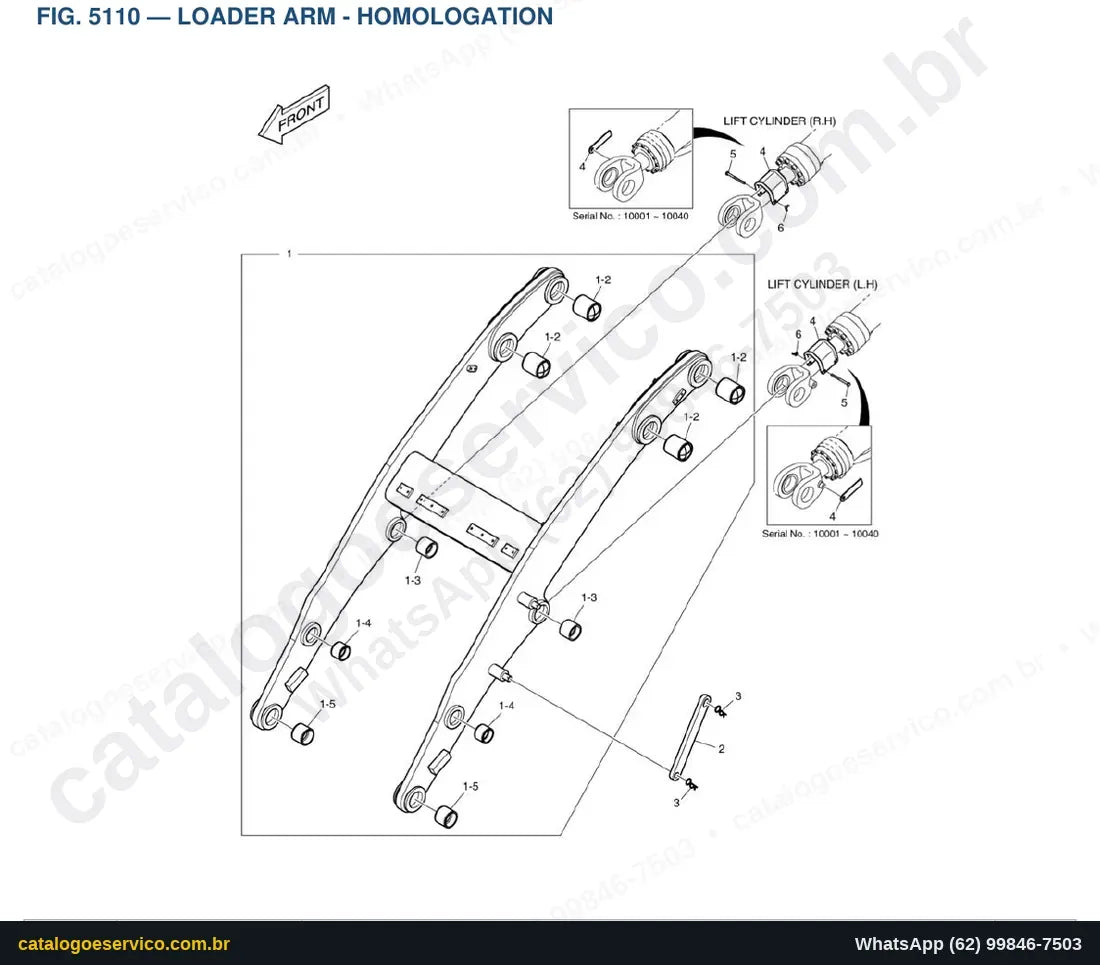 Vista explodida Loader Arm - Homologation - Catálogo de Peças Doosan DL250TC-3
