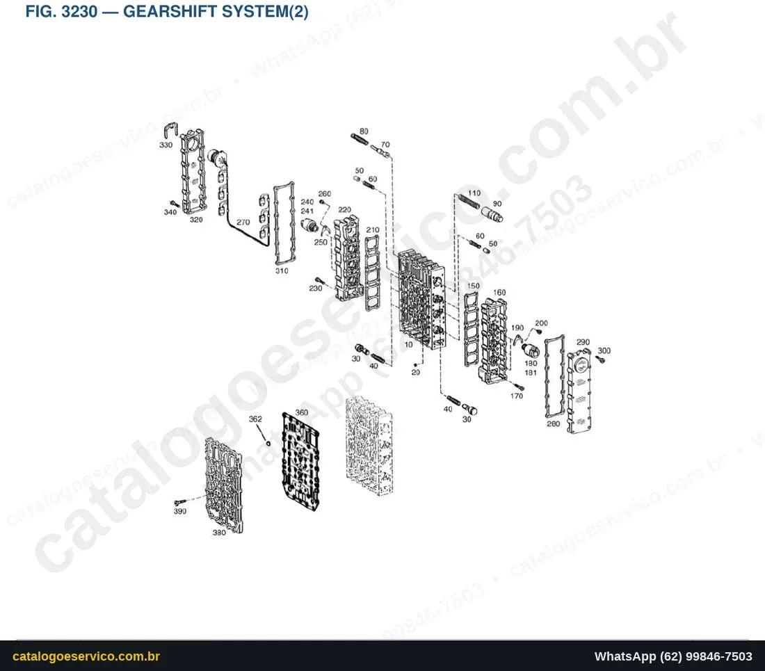 Vista explodida Gearshift System(2) - Catálogo de Peças Doosan DL250TC-5