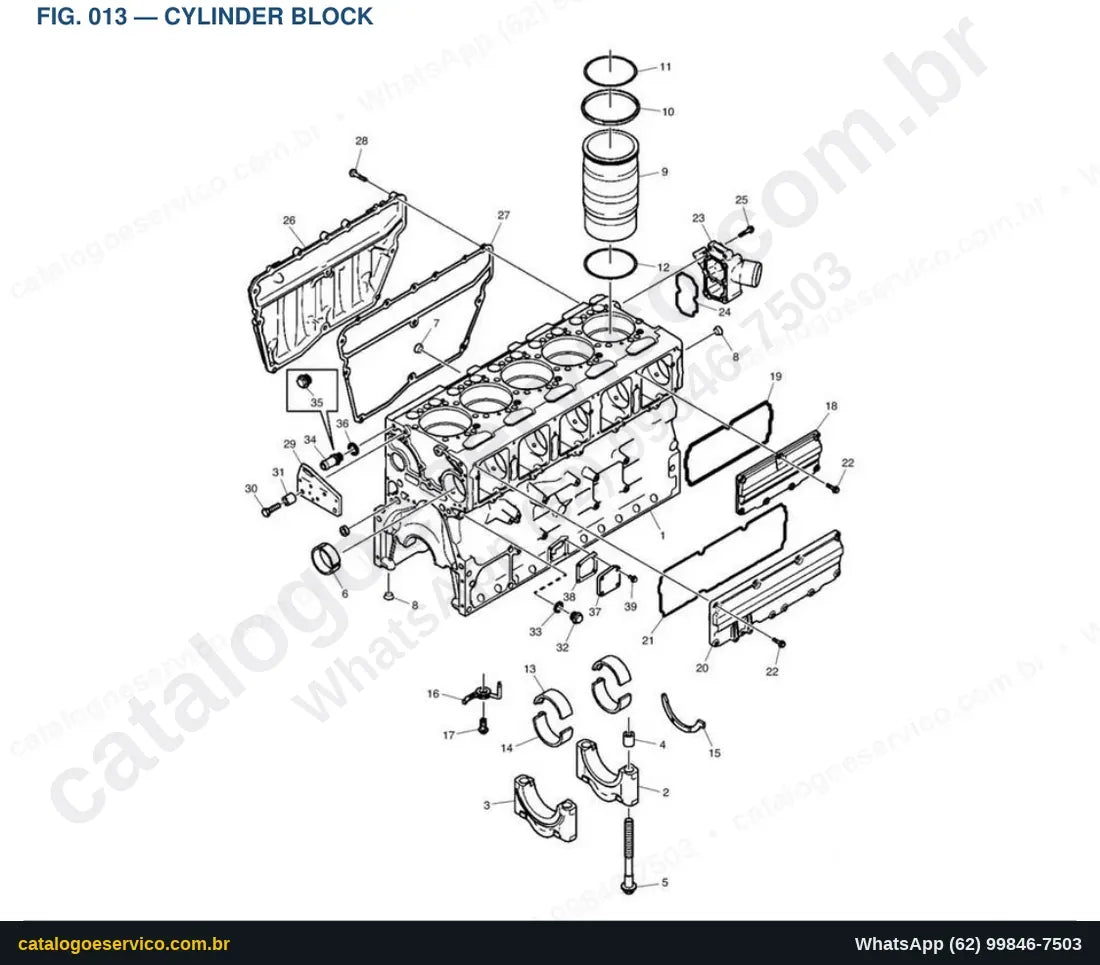 Vista explodida Cylinder Block - Catálogo de Peças Doosan DL300-3