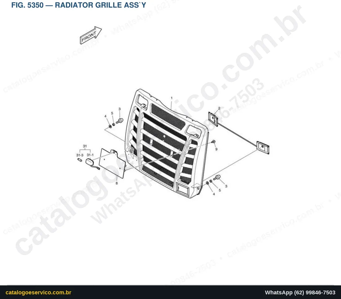 Vista explodida Radiator Grille Ass`Y - Catálogo de Peças Doosan DL350-5