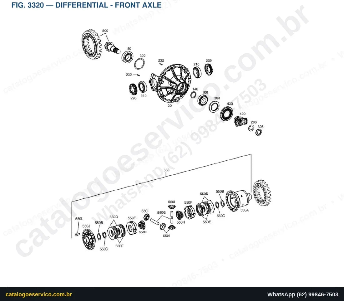 Vista explodida Differential - Front Axle - Catálogo de Peças Doosan DL350