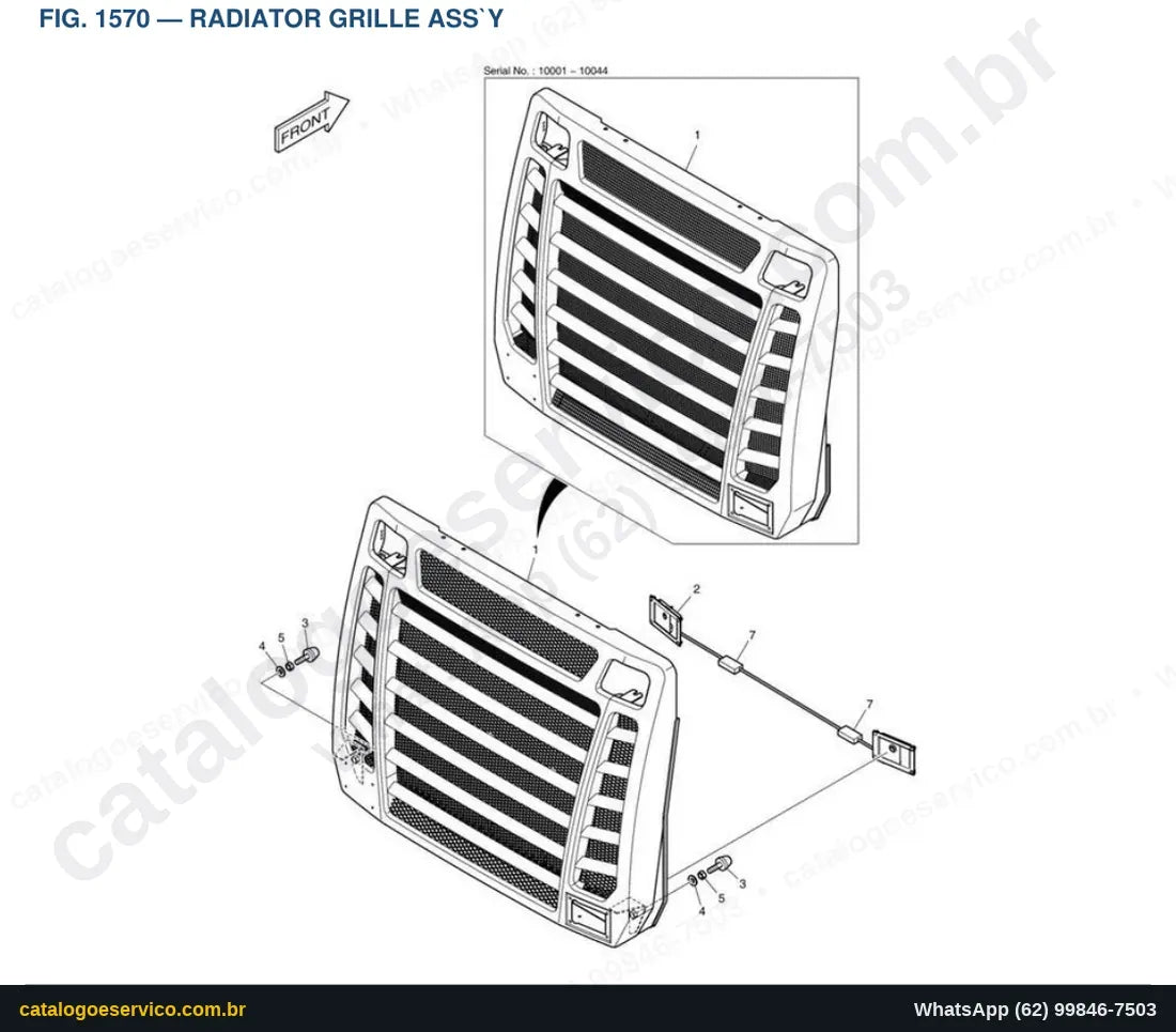 Vista explodida Radiator Grille Ass`Y - Catálogo de Peças Doosan DL450-3