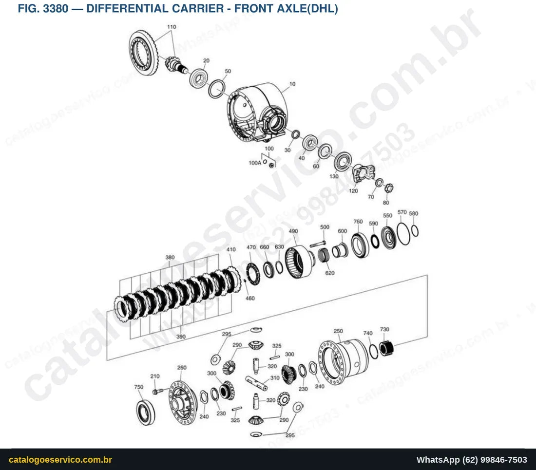 Vista explodida Differential Carrier - Front Axle(Dhl) - Catálogo de Peças Doosan DL450-3