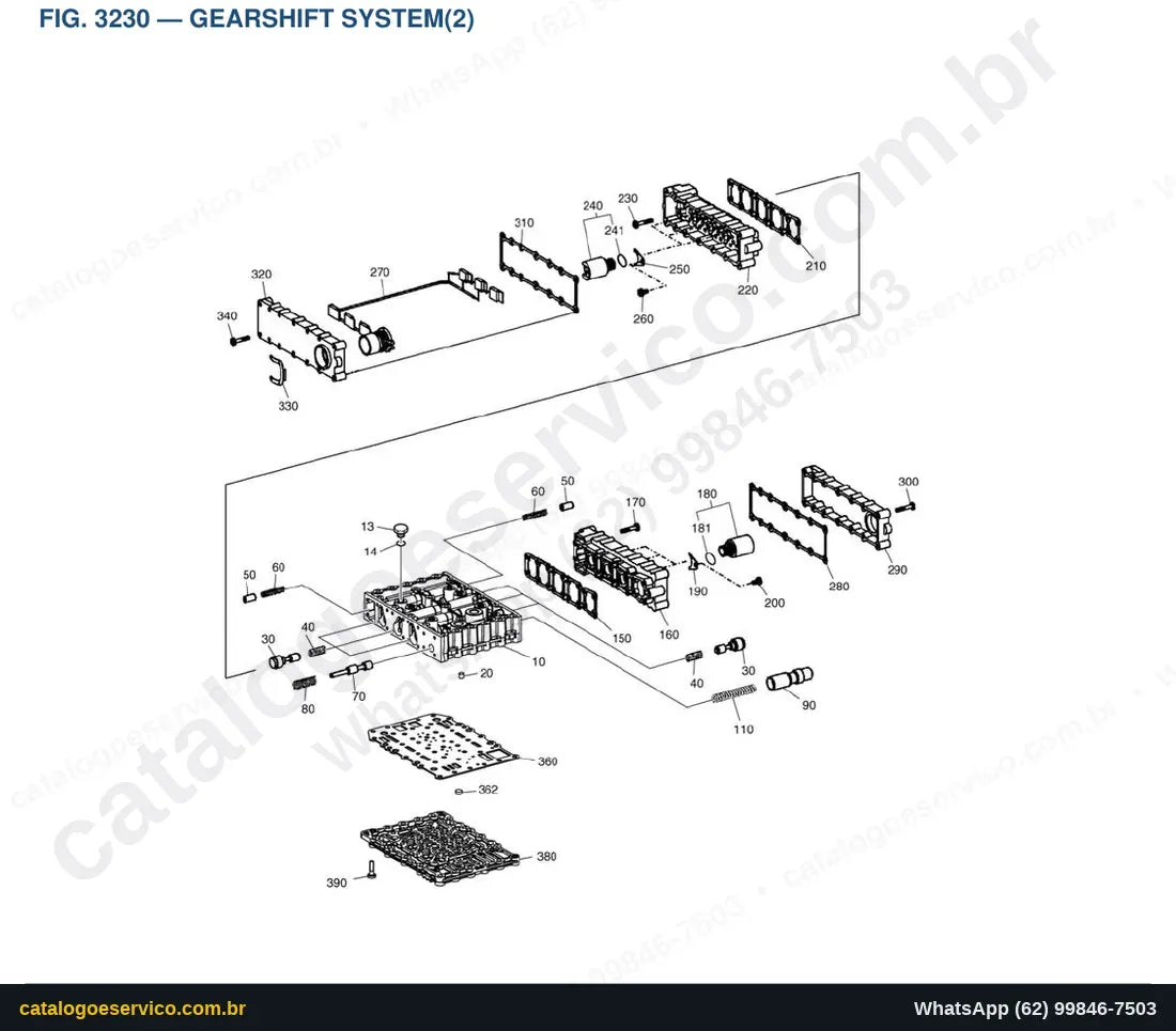Vista explodida Gearshift System(2) - Catálogo de Peças Doosan DL450