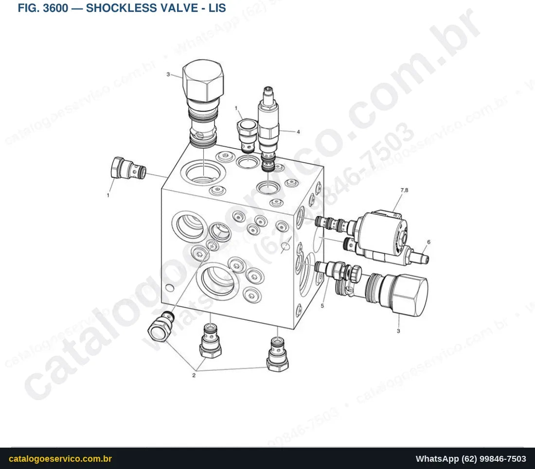 Vista explodida Shockless Valve - Lis - Catálogo de Peças Doosan DL500