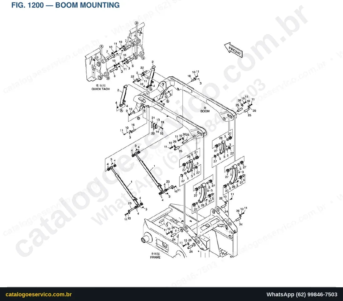 Vista explodida Boom Mounting - Catálogo de Peças Doosan DSL 702