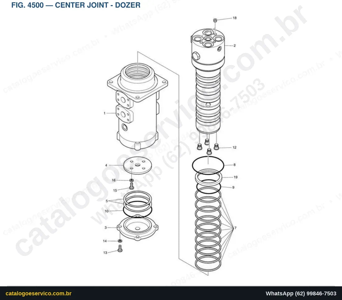 Vista explodida Center Joint - Dozer - Catálogo de Peças Doosan DX160LC-5