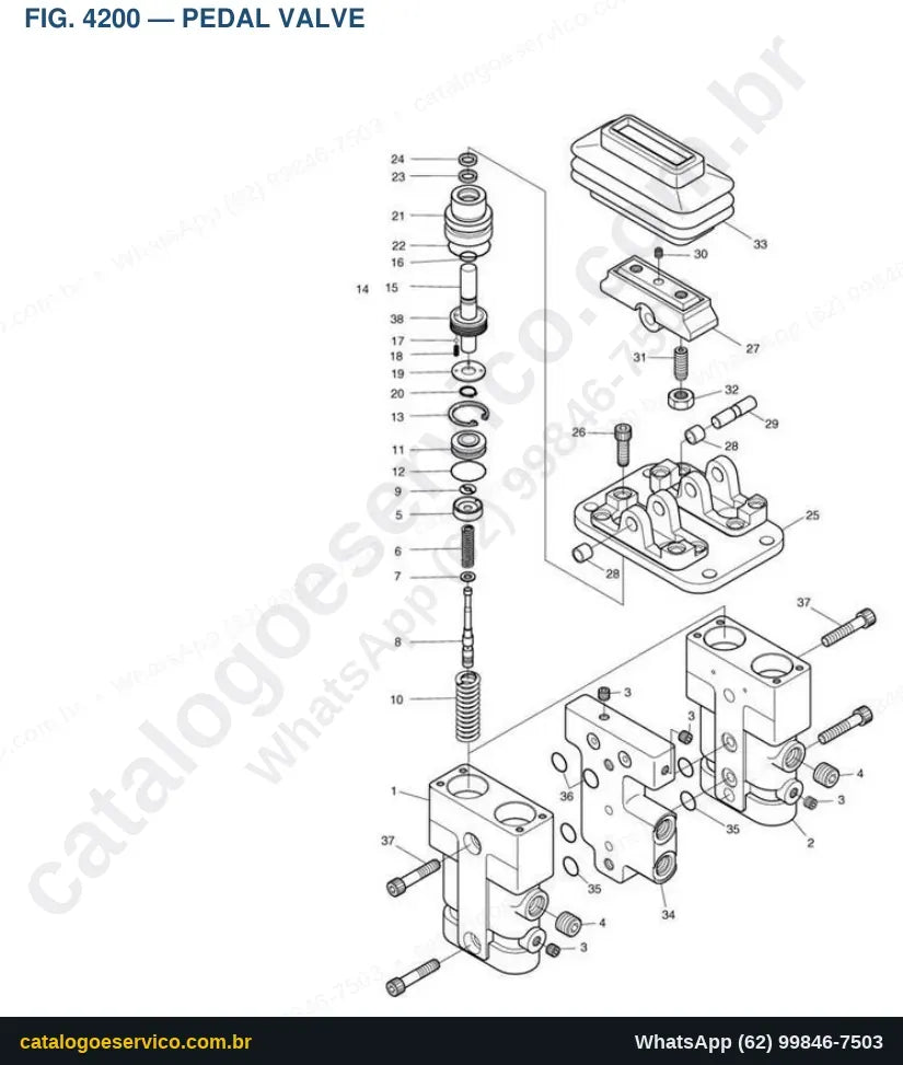 Vista explodida Pedal Valve - Catálogo de Peças Doosan DX160LC