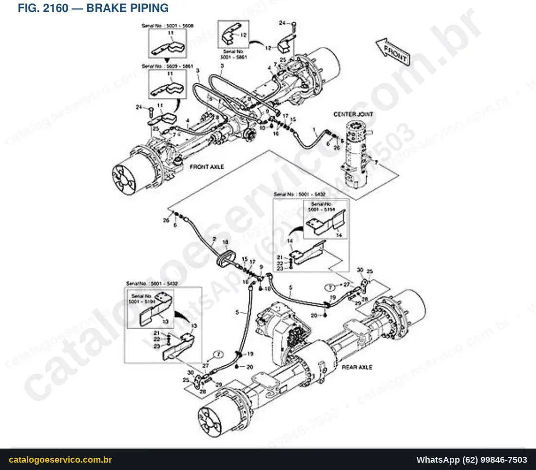 Vista explodida Brake Piping - Catálogo de Peças Doosan DX190W