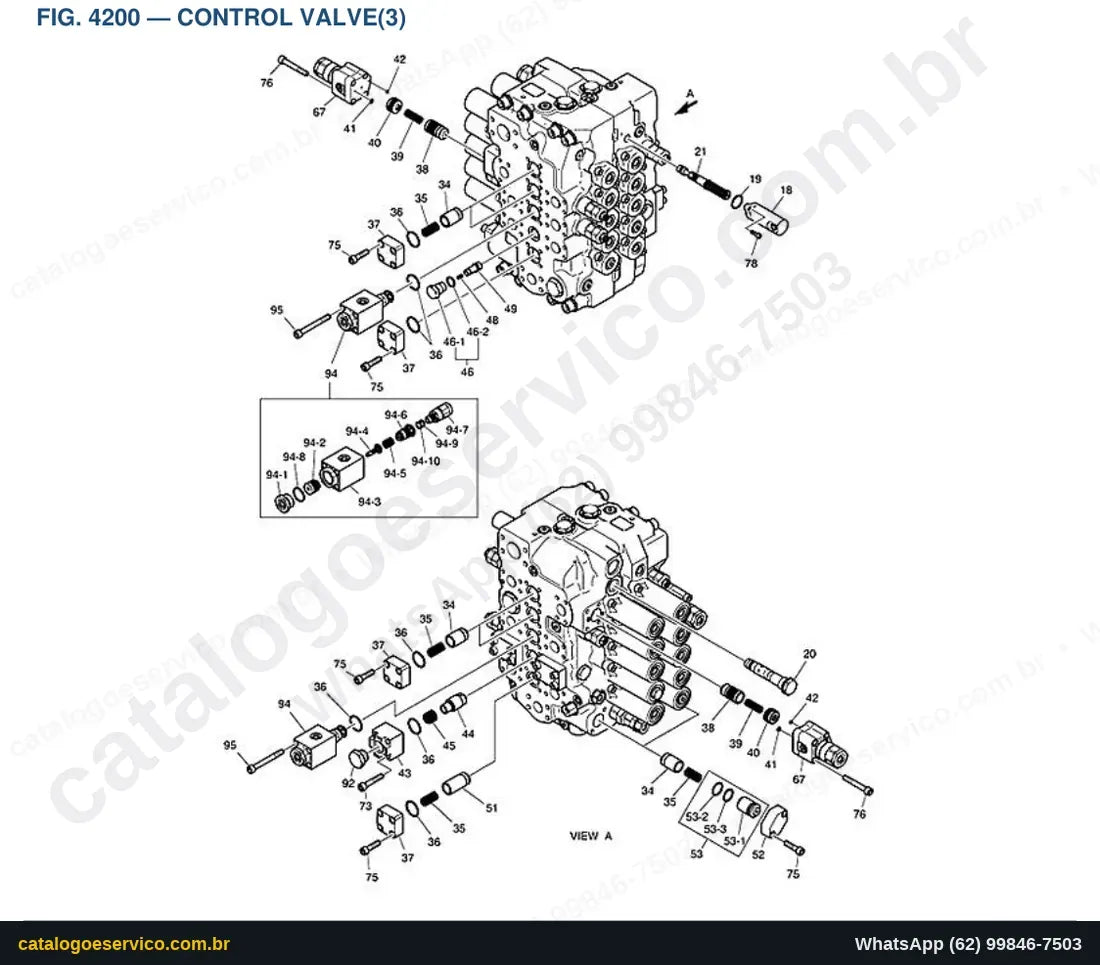 Vista explodida Control Valve(3) - Catálogo de Peças Doosan DX235LCR